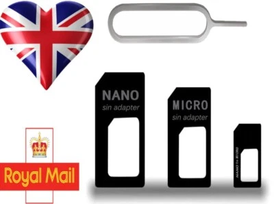 Tarjeta Nano SIM a MICRO Estándar Adaptador SIM Convertidor CONJUNTO Compatible para iPhone Foto 1 de 4