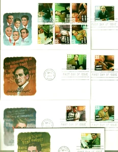 Juego de 7 cubiertas Fleetwood # 3339-3344 Hollywood Composers 33c primer día - Imagen 1 de 4