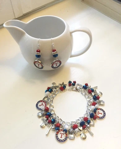 Texas Rangers Jewelry: Chunky Charm Bracelet And Matching Earrings Cover