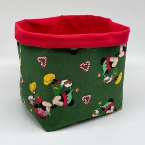 Cesta de tela navideña hecha a mano de Disney / Cesta de tela de Mickey Minnie Mouse - Imagen 1 de 3