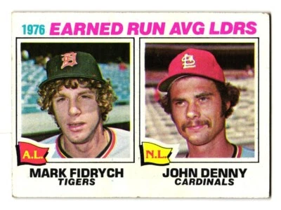 1977 Topps #7 1976 ERA Leaders Mark Fidrych John Denny Tigers Cardinals - Image 1 of 2