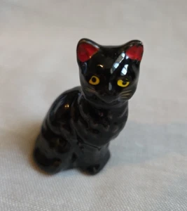 Vintage 1950’s Redware Pottery Halloween Black Cat With “Red Ears” Figurine - Picture 1 of 10