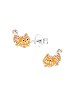 Children's Sterling Silver Studs, Cat Studs Earrings, Gift For Granddaughter - Picture 1 of 1