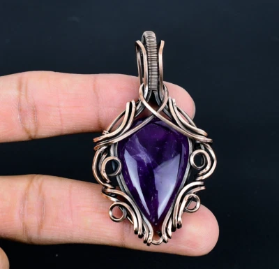 Удивительный аметист ручной работы драгоценных камней обрезной проволоки подвеска ювелирных изделий - Изображение 1 из 4
