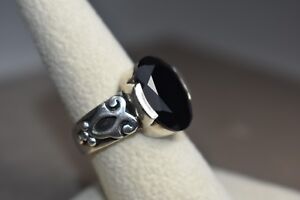 Silpada 925 Sterling Silver Black Chalcedony Onyx Ring Size 10 R1410 