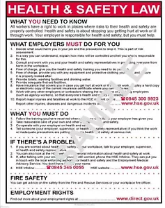 HEALTH AND SAFETY LAW A4 POSTER  - Picture 1 of 1