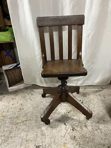 Vtg c.1920-30's Swivel- Rolling - Office Chair, Small, - Picture 1 of 10