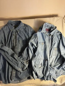 Denim Jacket Vintage 90s Women’s XXL Lot Denim Co And Eddie Bauer Y2K 1 FLAWED - Picture 1 of 24