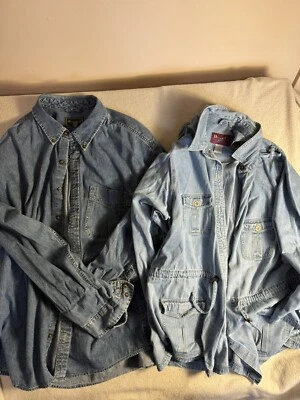 Denim Jacket Vintage 90s Women’s XXL Lot Denim Co And Eddie Bauer Y2K 1 FLAWED - Image 1 of 4