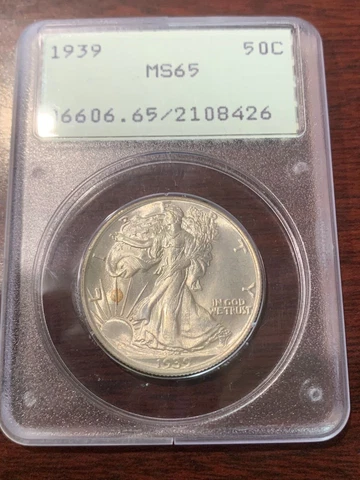1939-P Walking Liberty Half Dollar - PCGS MS65 *OLD GREEN HOLDER* Cover