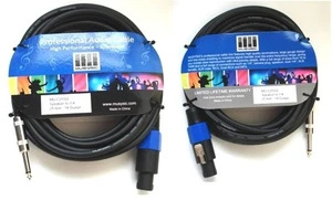 Pair (2 pcs) 25 feet long 1/4" to Speakon 14-Gauge Speaker Audio Cable MUSYSIC - Picture 1 of 1
