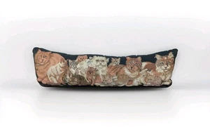Vintage Long Handmade Cat Tapestry Pillow Door Stop Accent Cushion Grandmacore - Picture 1 of 13