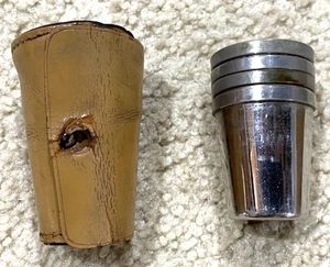 Vasos de chupito de plata alemanes Rumpp vintage y estuche de cuero - Imagen 1 de 7