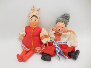 2 Vintage Russian Dolls Cossack Chub Doll Dancer Man Peasant Woman Mockobckar - Picture 1 of 5
