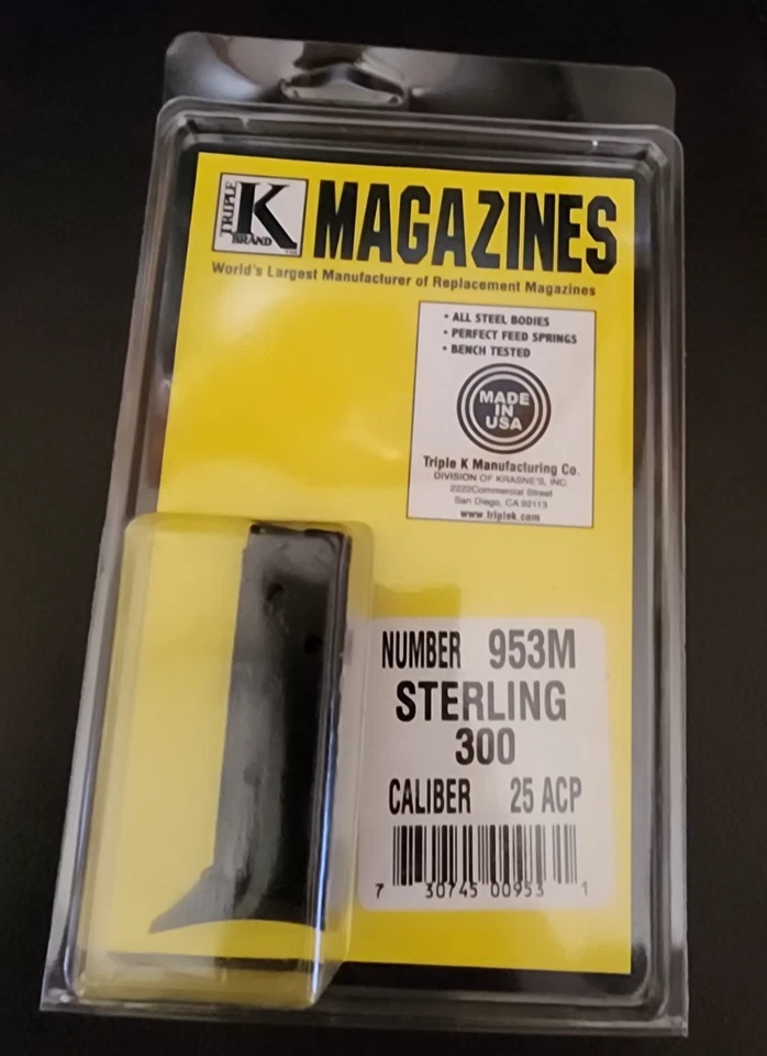 Sterling Arms 300 .25 ACP  7rd Pistol Clip Model 300  Triple K 953M Magazine - Image 1 of 4