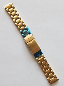 14 mm - 18 mm goldfarbenes Metall Uhrenarmband - (Edelstahlschließe / verstellbare Enden - Bild 1 von 3