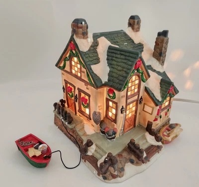 Santa’s Workbench Illuminated Rod And Reel Bait Shop - 478-2348 - w/box - Image 1 of 4