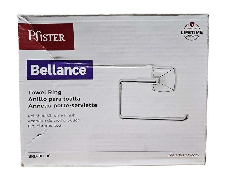 Pfister Bellance Wall-Mount Towel Ring in Polished Chrome BRB-BLL0C