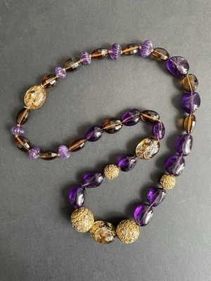 $10K ODLR LOULOU DE LA FALAISE DRESS NECKLACE AMETHYST GOLD DIAMOND MUGHAL INDIA - Image 1 of 4