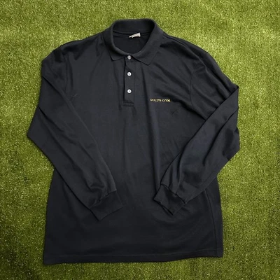 Vintage Golds Gym Shirt Mens Large Black Polo Made in USA Long Sleeve 1990s Thin - Image 1 of 4