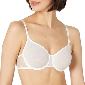 DKNY Monogram Mesh Unlined Demi Bra WHITE 32DD - Picture 1 of 6