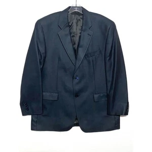 Vintage Kasper Mens 44R Suit Jacket 2 Button Sport Coat Blue Silk Wool Blend Y2K - Picture 1 of 10