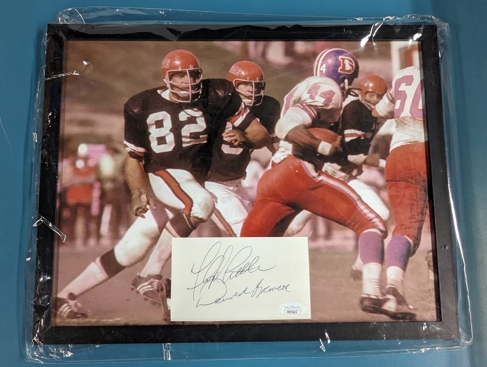 Floyd Little Denver Broncos NFL Signed Autograph JSA 12x15 Framed Picture - Image 1 of 1