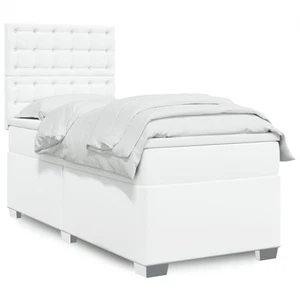 vidaXL Giroletto a Molle con Materasso Bianco 100x200 cm in Similpelle - Foto 1 di 11