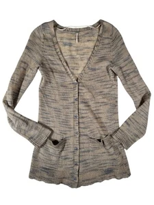 FREE PEOPLE Brown Long Sleeve V-Neck Lightweight Cardigan Women's Size Large - Picture 1 of 24