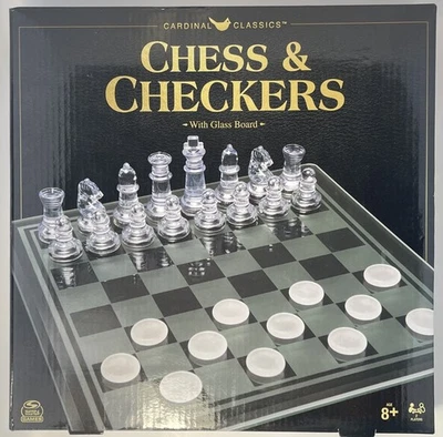 Chess & Checkers with Glass Board - Cardinal Classics - 2-in-1 Set - NEW - Image 1 of 3