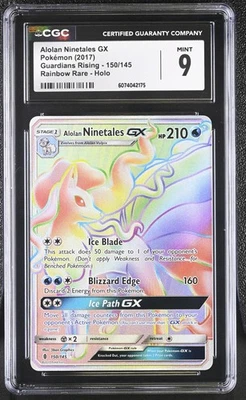 CGC 9 Alolan Ninetales GX Guardians Rising 150/145 Rainbow Rare Pokemon Card - Image 1 of 2