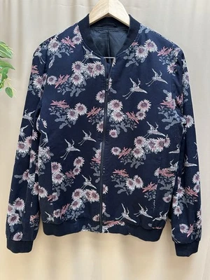 Topman Grúa/Floral Chaqueta Bomber Cremallera Frontal Hombres Talla US 40 Algodón Hecha en India Foto 1 de 4