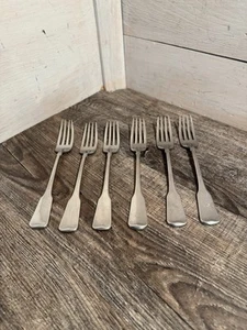 ONEIDA AMERICAN COLONIAL STAINLESS DINNER FORKS CUBE MARK LOT 6 PC - Picture 1 of 5