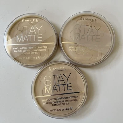 (3) Rimmel Stay Matte Long Lasting Pressed Powder #001-Transparent 0.49oz SEALED - Image 1 of 2