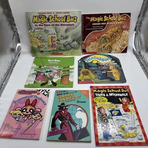 Vintage The Magic School Bus Teletubbies Tiny Toons Powepuff Girls Book Lot - Picture 1 of 9