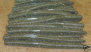6" Stick Senko Style Green Pumpkin 50 pack Bulk Bass Plastic Worm - Picture 1 of 1