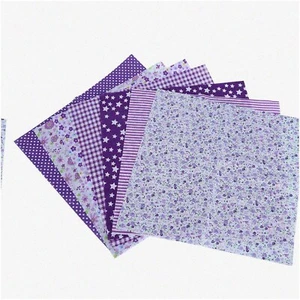 QuiltCraft 7-Piece Floral Fabric Set: Vibrant Purple Cotton - Picture 1 of 7
