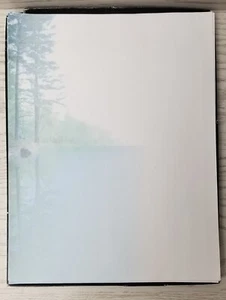 Christmas Letter head rustic TREES Reflection 97 Ct watercolor effect blue green - Picture 1 of 9