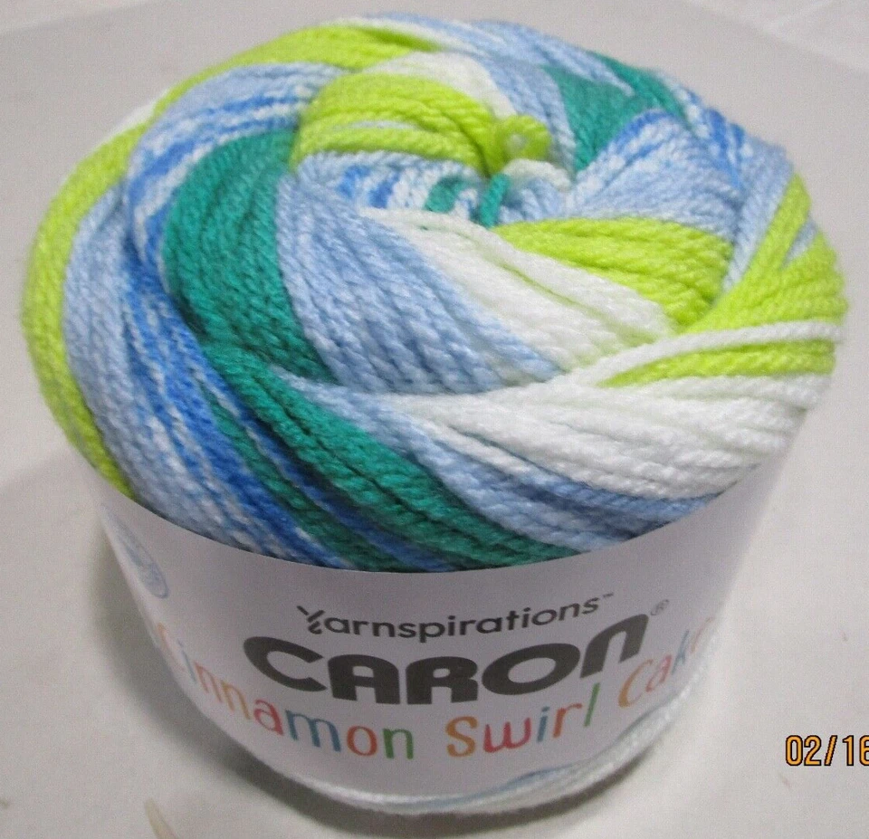 caron cinnamon swirl cakes – SOUR LIME multicolor yarn (NEW)