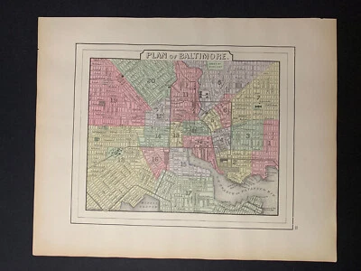 Mapa vintage do PLANO DE BALTIMORE - 1894 A. L. Smith - Imagem 1 de 3