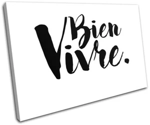 Quadro Stampa Motivazionale Bien Vivre Tipografia Francese SINGOLA TELA WALL ART - Foto 1 di 1