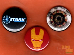 Set of three 1" Iron Man pins buttons Proof Tony Stark Has a Heart   - Picture 1 of 2
