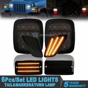6Pcs/Set LED Tail Lights Side/Bumper Turn Lamps For Jeep Wrangler TJ 1997 2006 - Picture 1 of 12