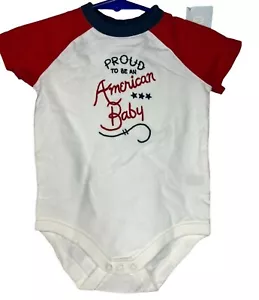 New Gymboree 3-6m Baby Bodysuit Top T-Shirt Proud To Be American Red White Blue - Picture 1 of 3
