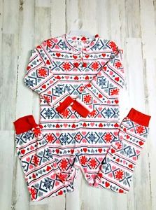 PJ Couture One Piece Christmas Jumper Holiday Pajamas XL Zip Fleece Snowflakes  - Picture 1 of 10
