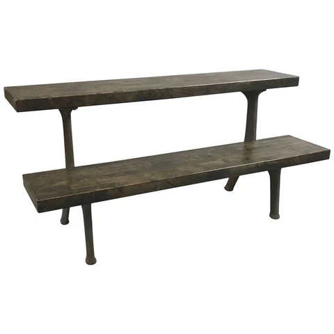 Industrial Two Tier Cast Iron Reclaimed Ebonized Maple Block Bleachers Cover