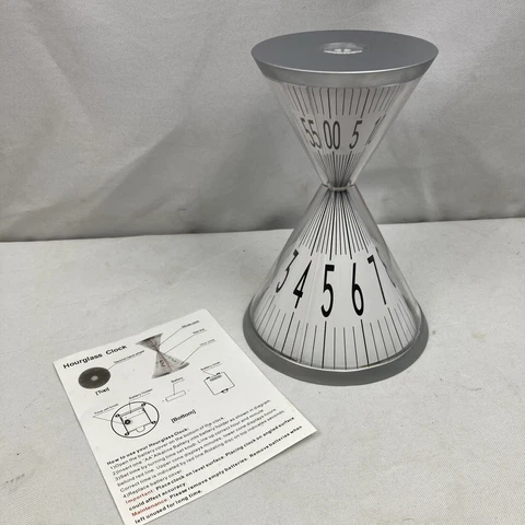 Unusual David Dear Designer Hourglass Silver Clock Modernist Atomic MCM Works! Cover