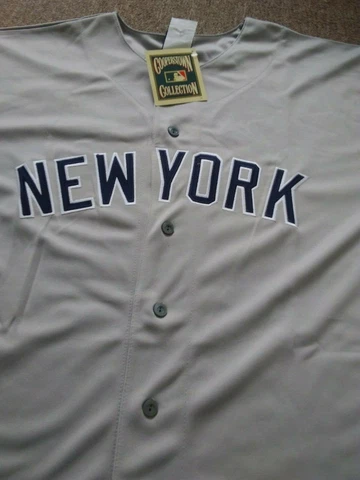 NY YANKEES #42 MARIANO RIVERA Throwback Dual Patches SEWN JERSEY GRAY XXL NWT Cover