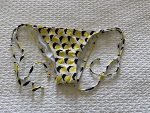 Diane Von Furstenberg Roxy Cheeky String Bikini Bottom, Black/ Yellow, Small - Picture 1 of 6