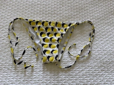 Diane Von Furstenberg Roxy Cheeky String Bikini Bottom, Black/ Yellow, Small - Image 1 of 4